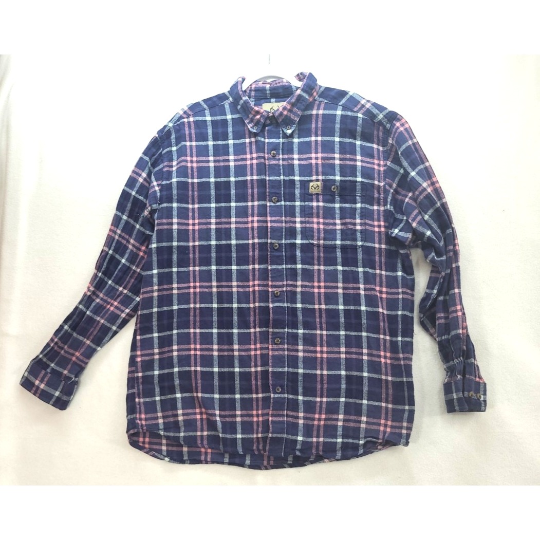Realtree Shirt Mens 2xl Plaid Flannel Button Down Outdoors Hunting Workwear